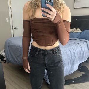 Zara cropped bustier long sleeve top NEVER WORN!
